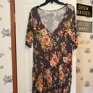 Torrid gray floral super soft dress